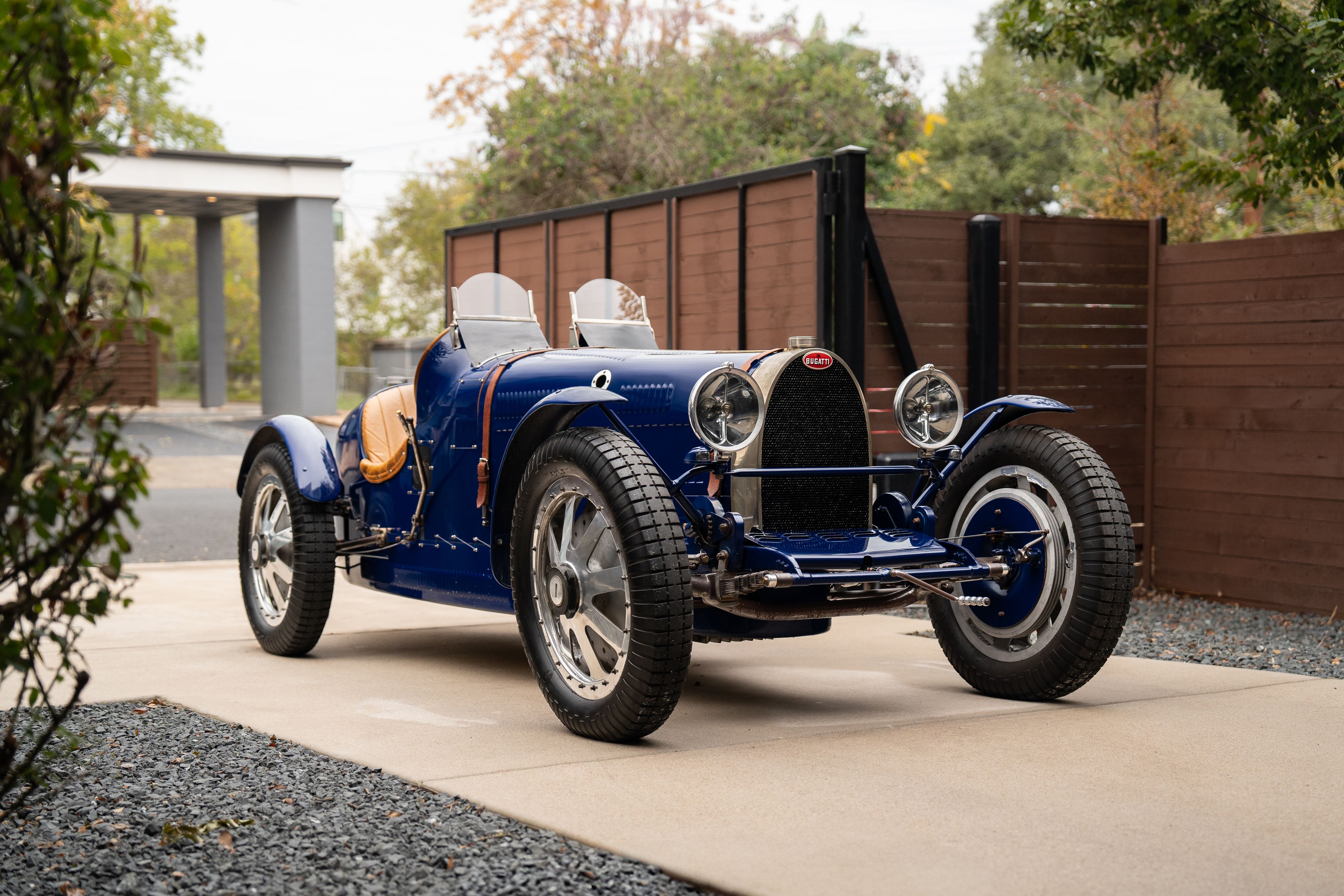 Pur Sang Bugatti Type 35 in Blue over Brown shot in Austin, TX.