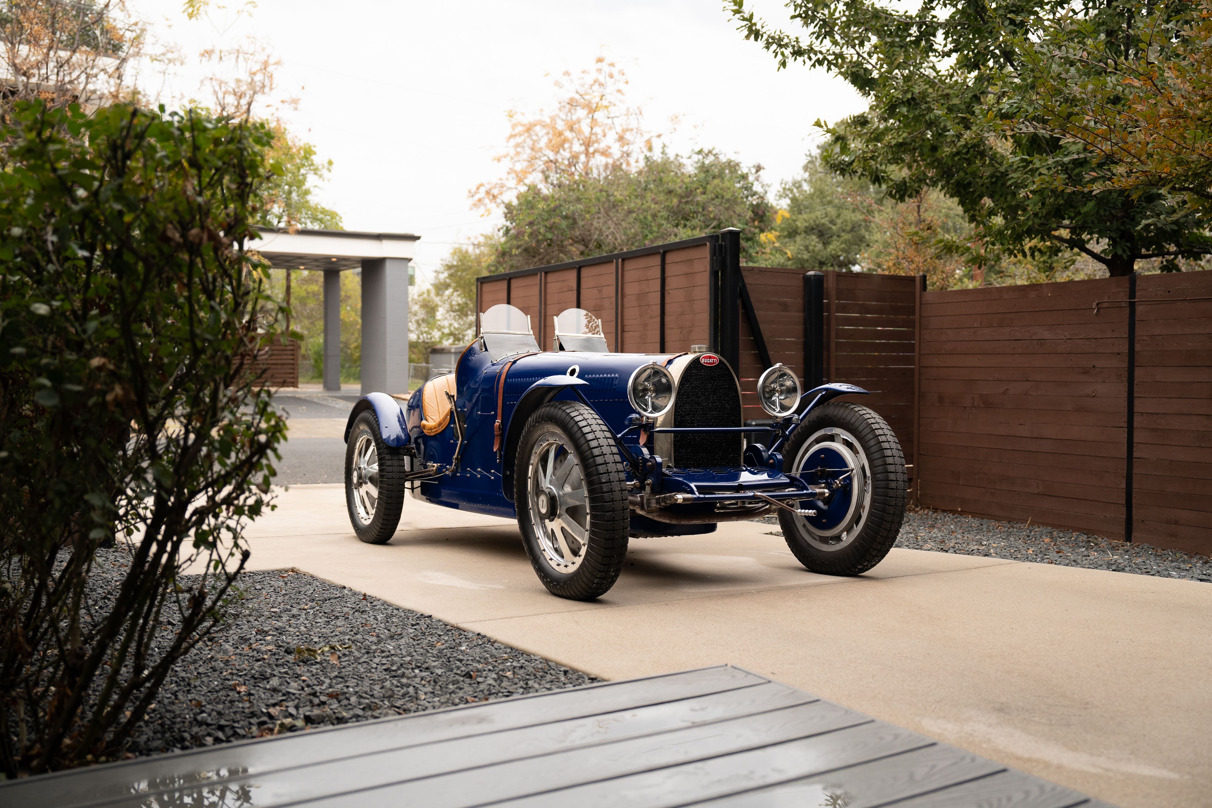 Pur Sang Bugatti Type 35 in Blue over Brown shot in Austin, TX.