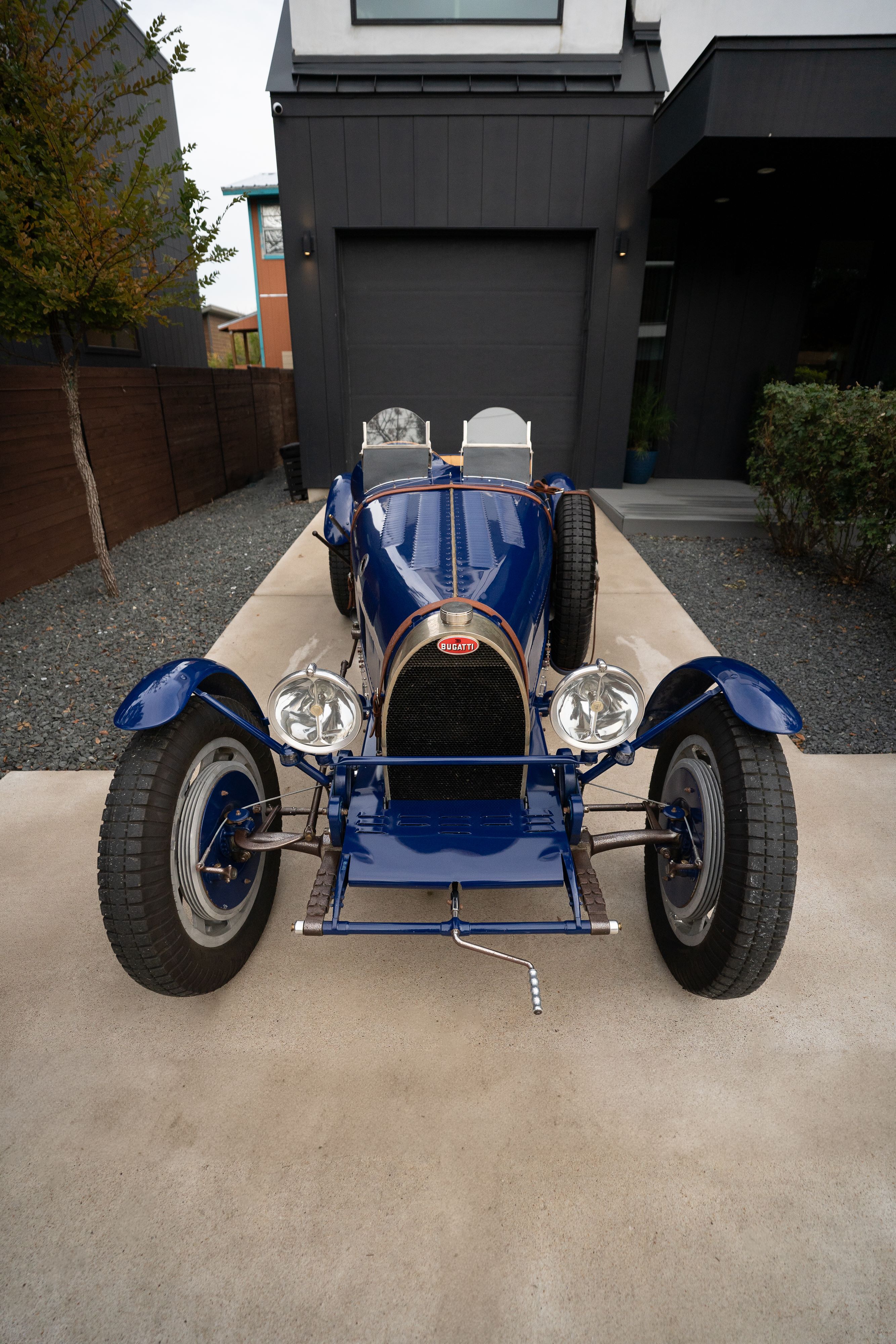 Pur Sang Bugatti Type 35 in Blue over Brown shot in Austin, TX.