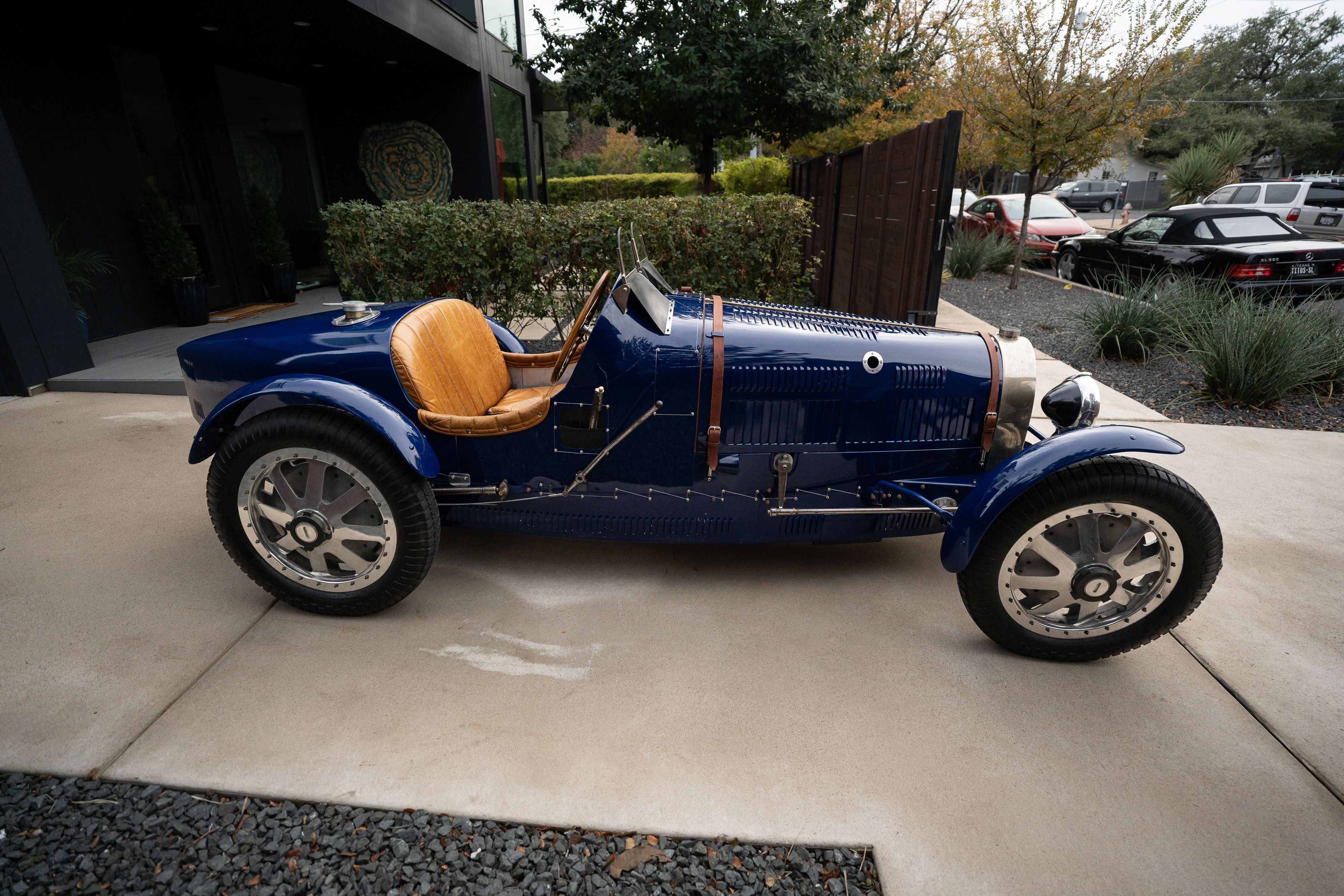 Pur Sang Bugatti Type 35 in Blue over Brown shot in Austin, TX.