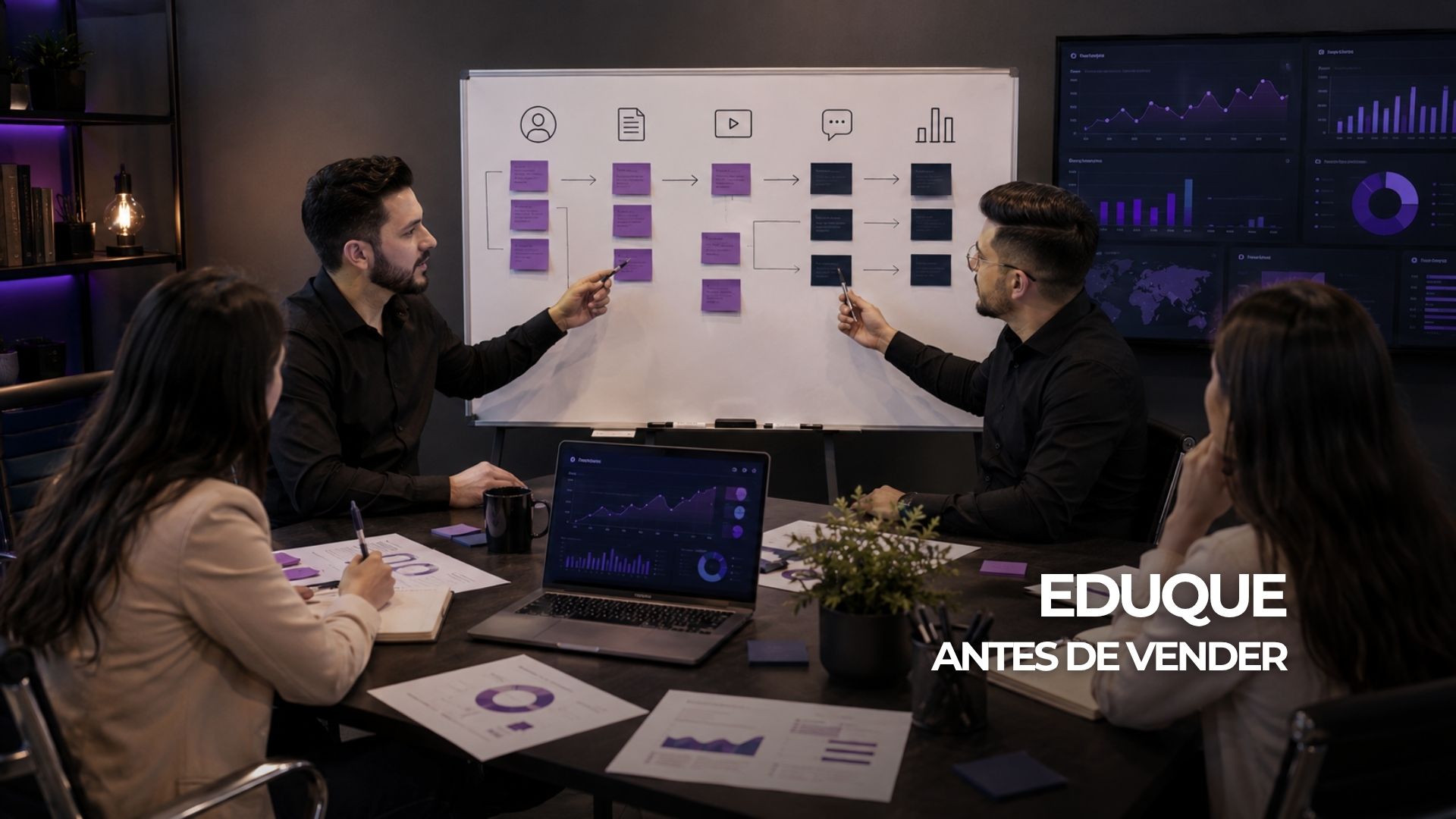 Equipe transforma dúvidas de clientes em conteúdos para diferentes etapas da jornada de decisão.