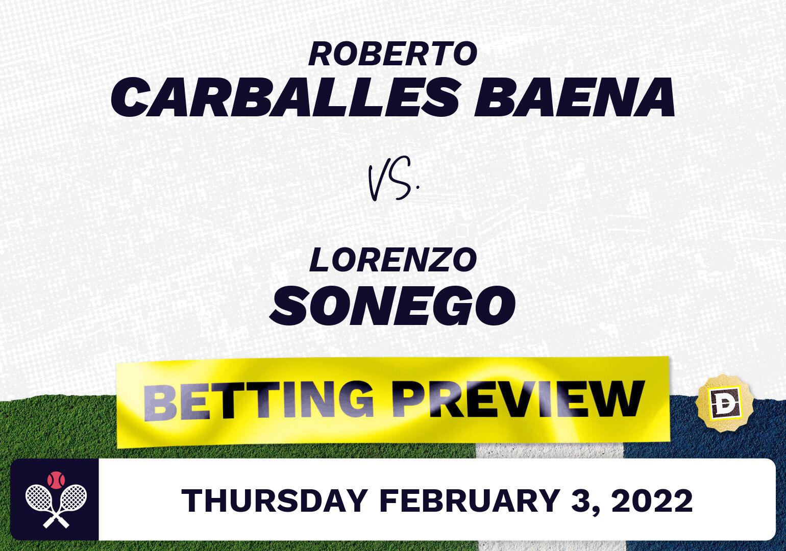 Roberto Carballes Baena vs. Lorenzo Sonego Predictions - Feb 3, 2022
