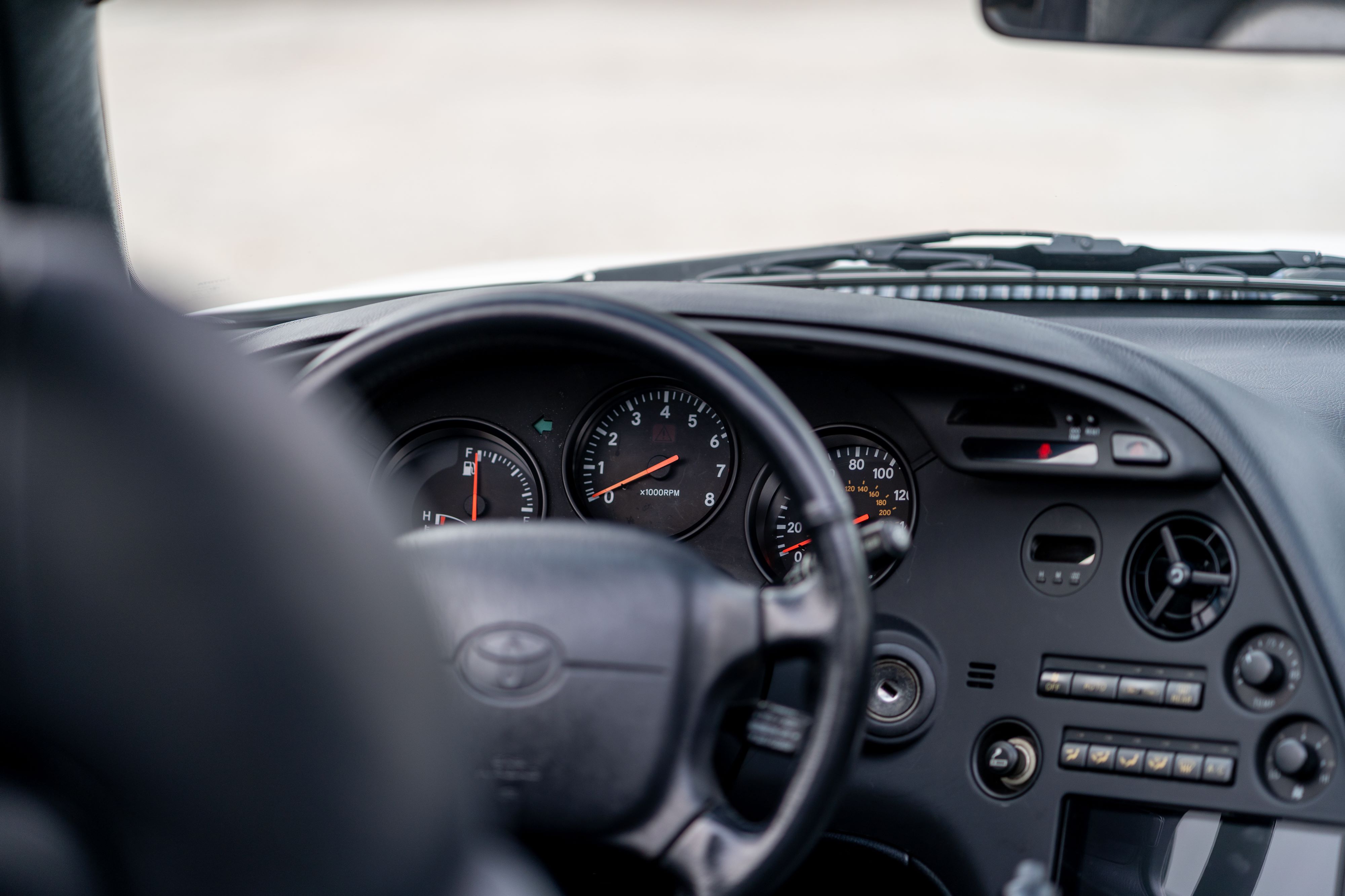 Gauge cluster in a MK4 Toyota Supra.