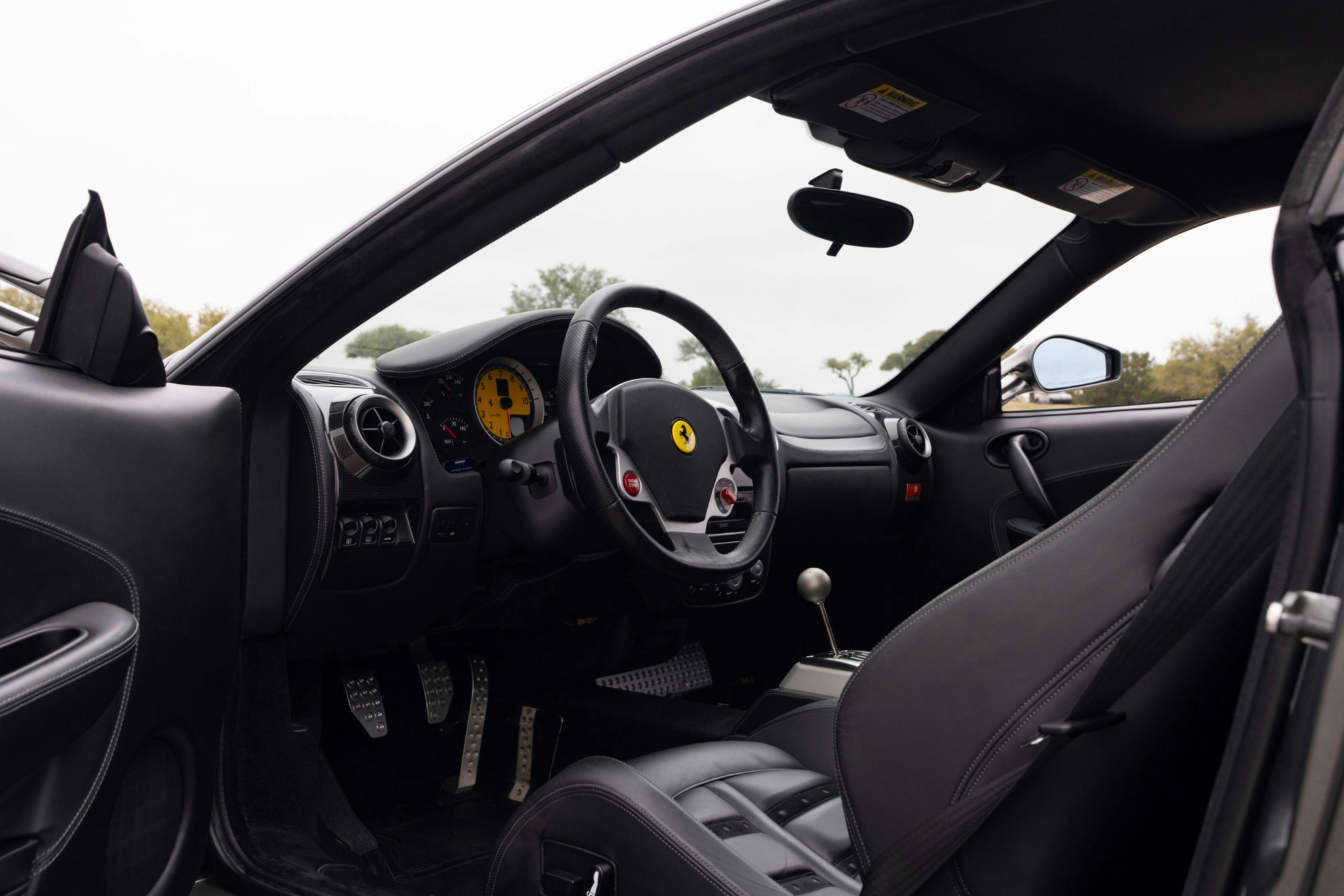 2008 Ferrari F430 interior in Grigio Silverstone on Black in Lakeway, TX.
