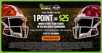 DraftKings Predictions Red River Showdown Offer: Get $25 in Predictions Dollars When Either Team Scores