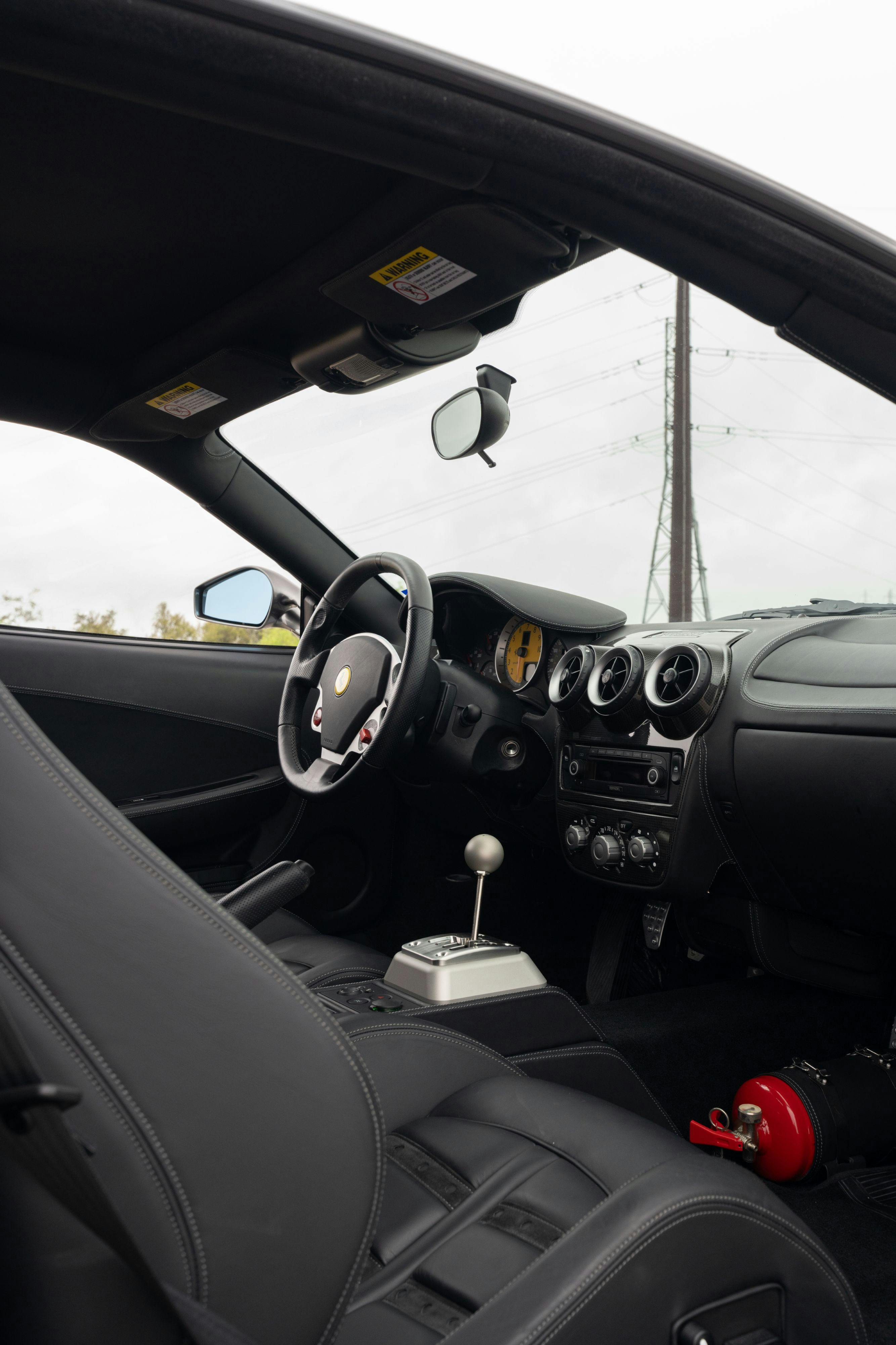 2008 Ferrari F430 interior in Grigio Silverstone on Black in Lakeway, TX.