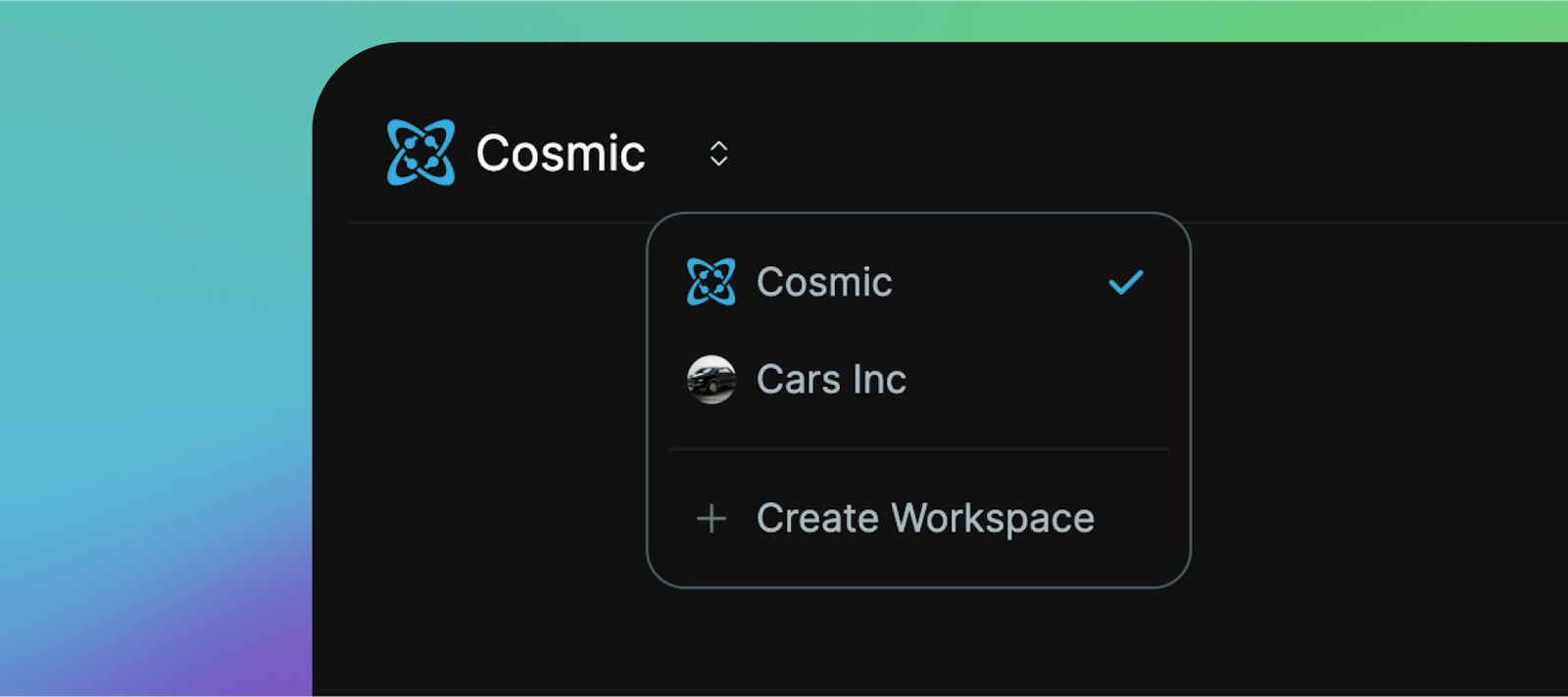 Workspaces dropdown image