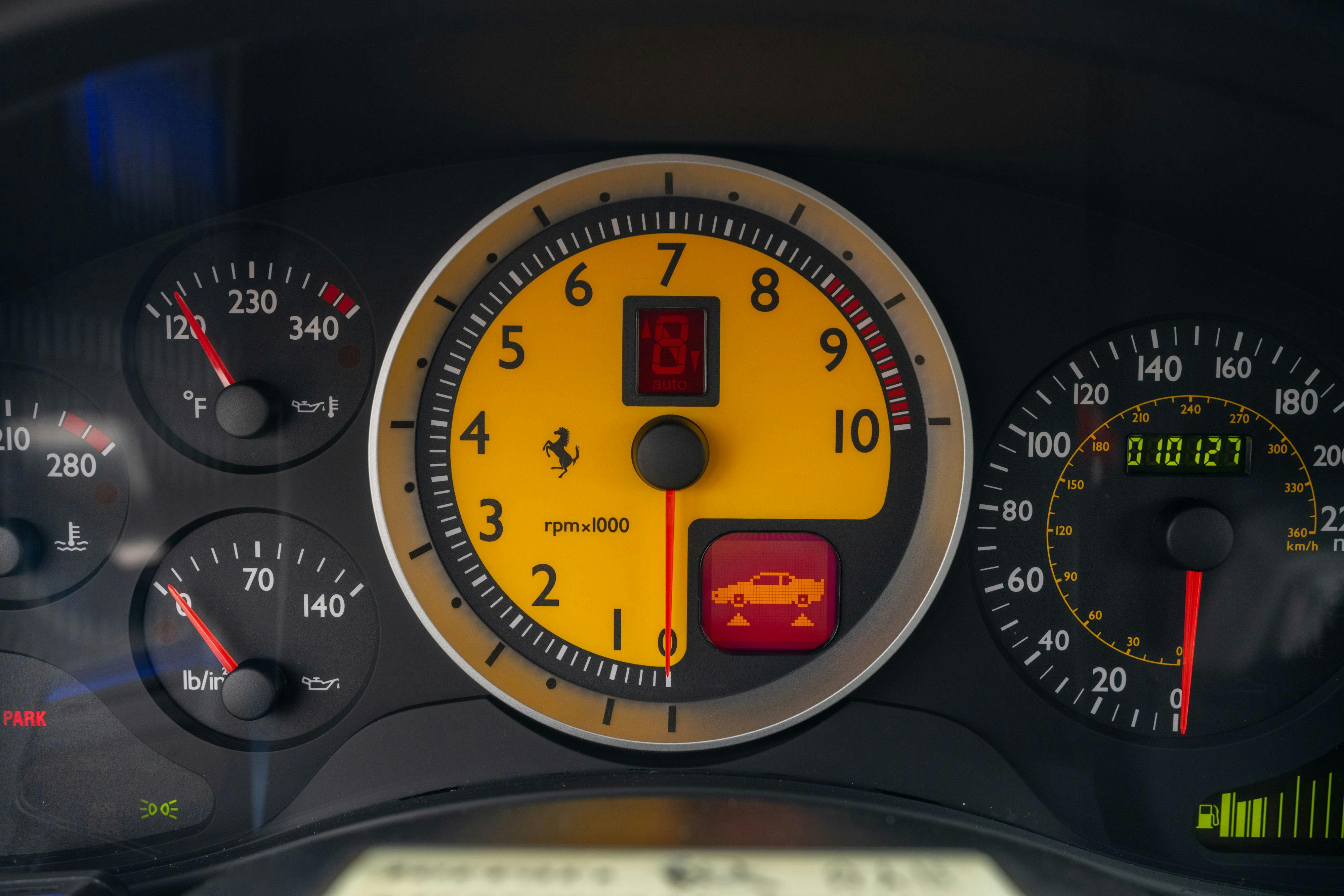 2008 Ferrari F430 gauge cluster in Grigio Silverstone on Black in Lakeway, TX.