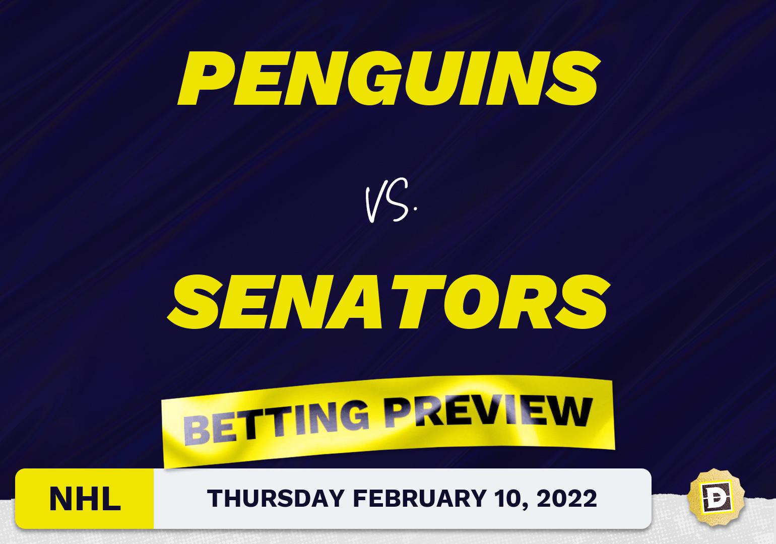 Penguins vs. Senators Predictions and Odds - Feb 10, 2022