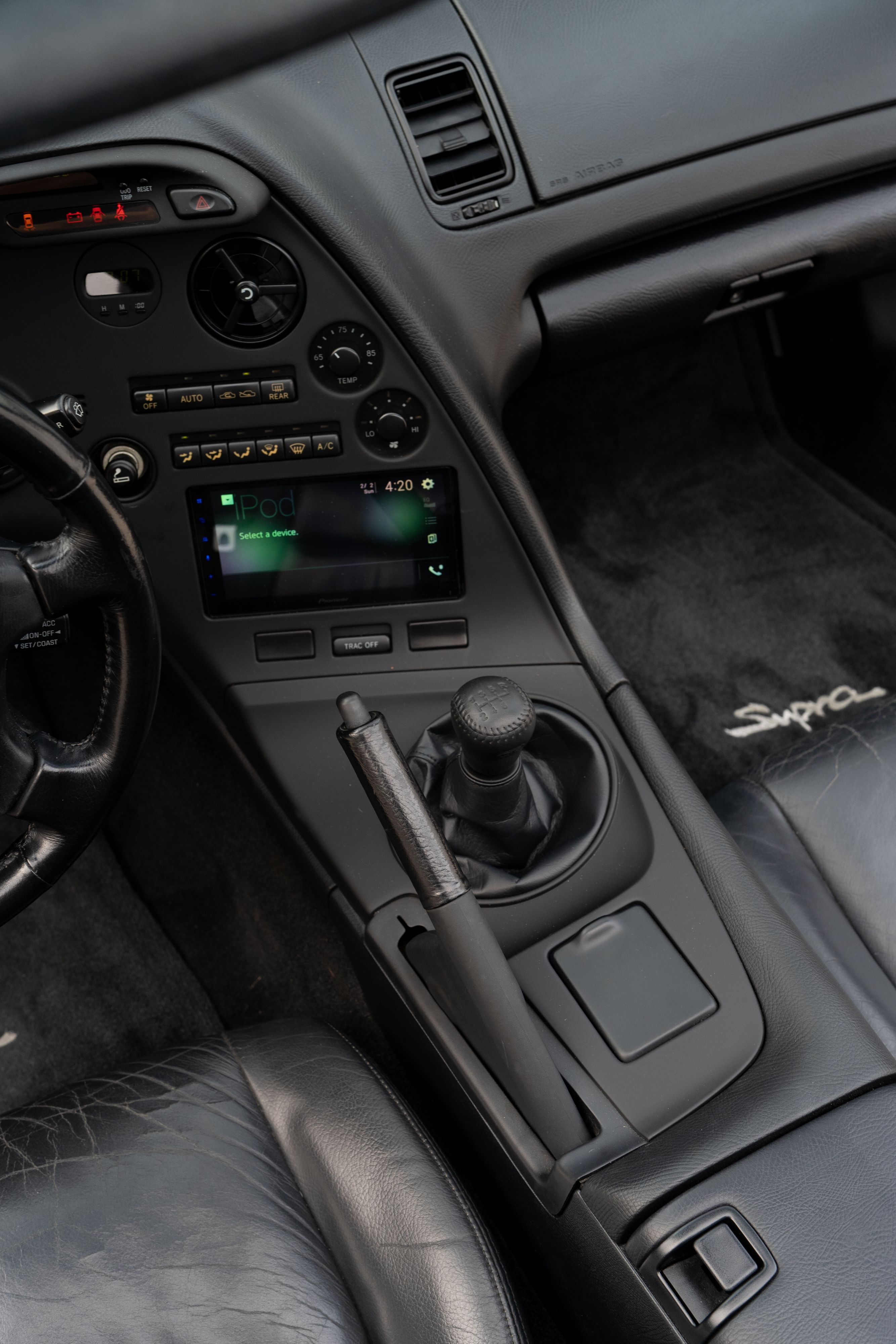 1994 White MK4 Toyota Supra center console.