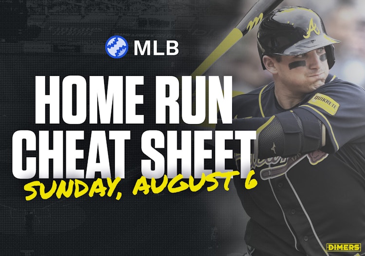 Home Run Cheat Sheet - HR Data, Stats, Matchups and More - Sunday, August 6