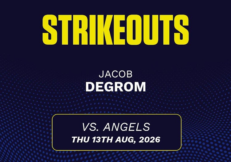 Jacob deGrom projected stats for Thursday, August 13, 2026.