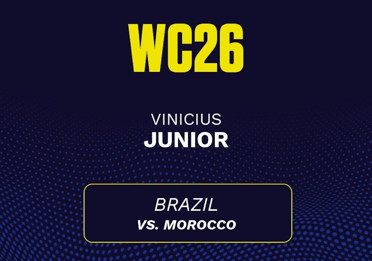 Vinicius Junior projected stats for Saturday, June 13, 2026.