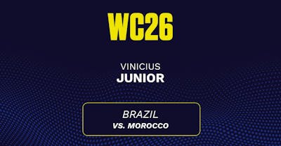 Will Vinicius Junior score a goal in today's World Cup game? Junior's projected stats vs. Morocco