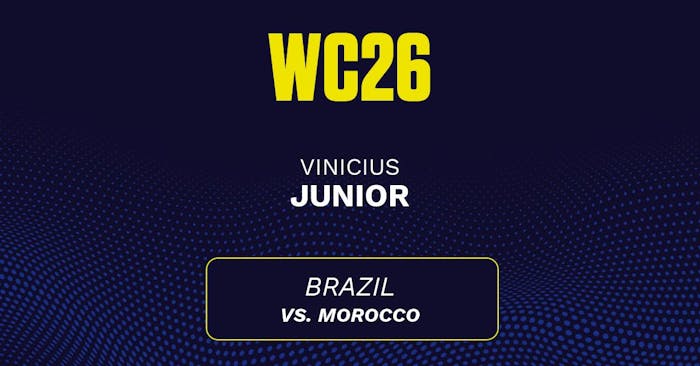 Will Vinicius Junior score a goal in today's World Cup game? Junior's projected stats vs. Morocco