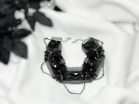 Black Ribbon choker with rhinestones and layered chains one of a kind handmade choker for Halloween Wedding and whimsigoth jewelry gifts for her.