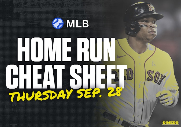 Home Run Cheat Sheet - HR Data, Stats, Matchups and More - Thursday, September 28