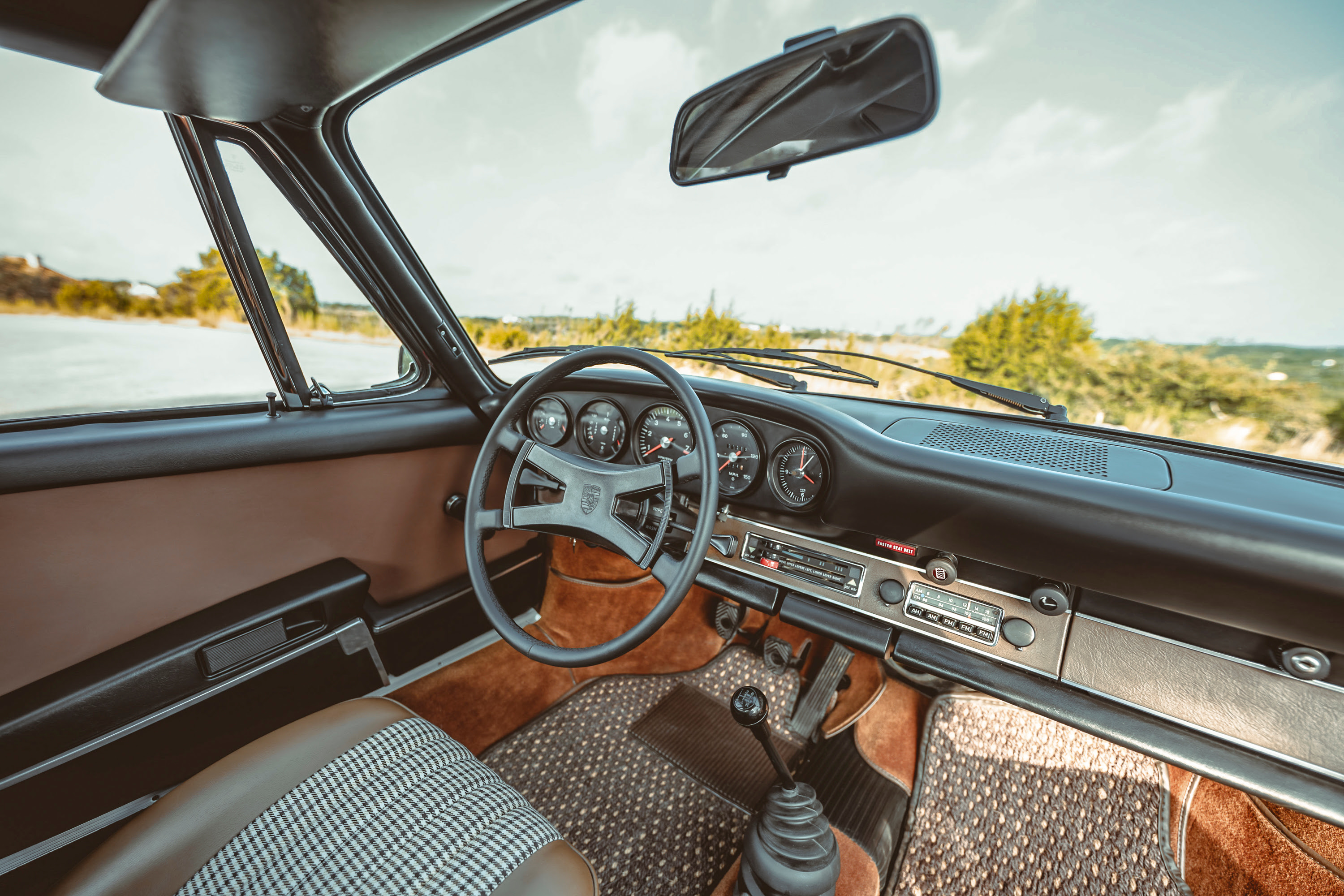 Signal Yellow 911S Targa with brown leather interior