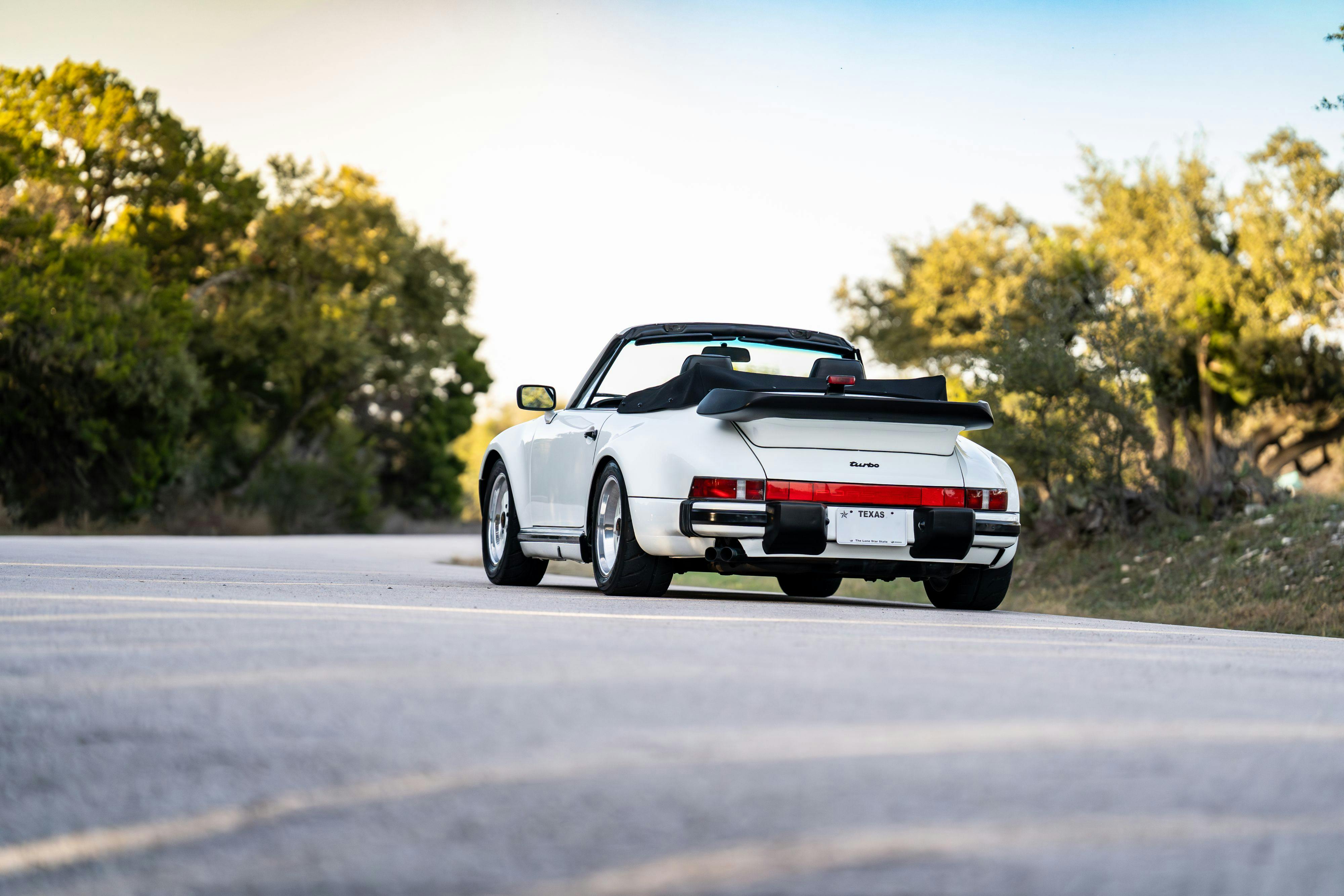 1986 Porsche 930 Turbo in White on Black with the factory slatenose M505 option.
