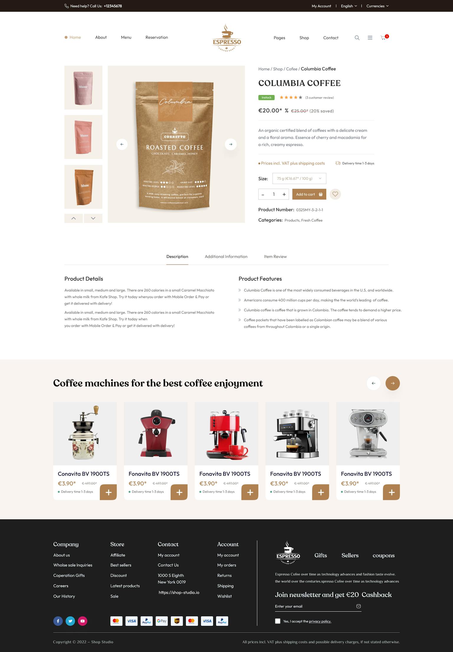 Shopware Design: Kaffee 1