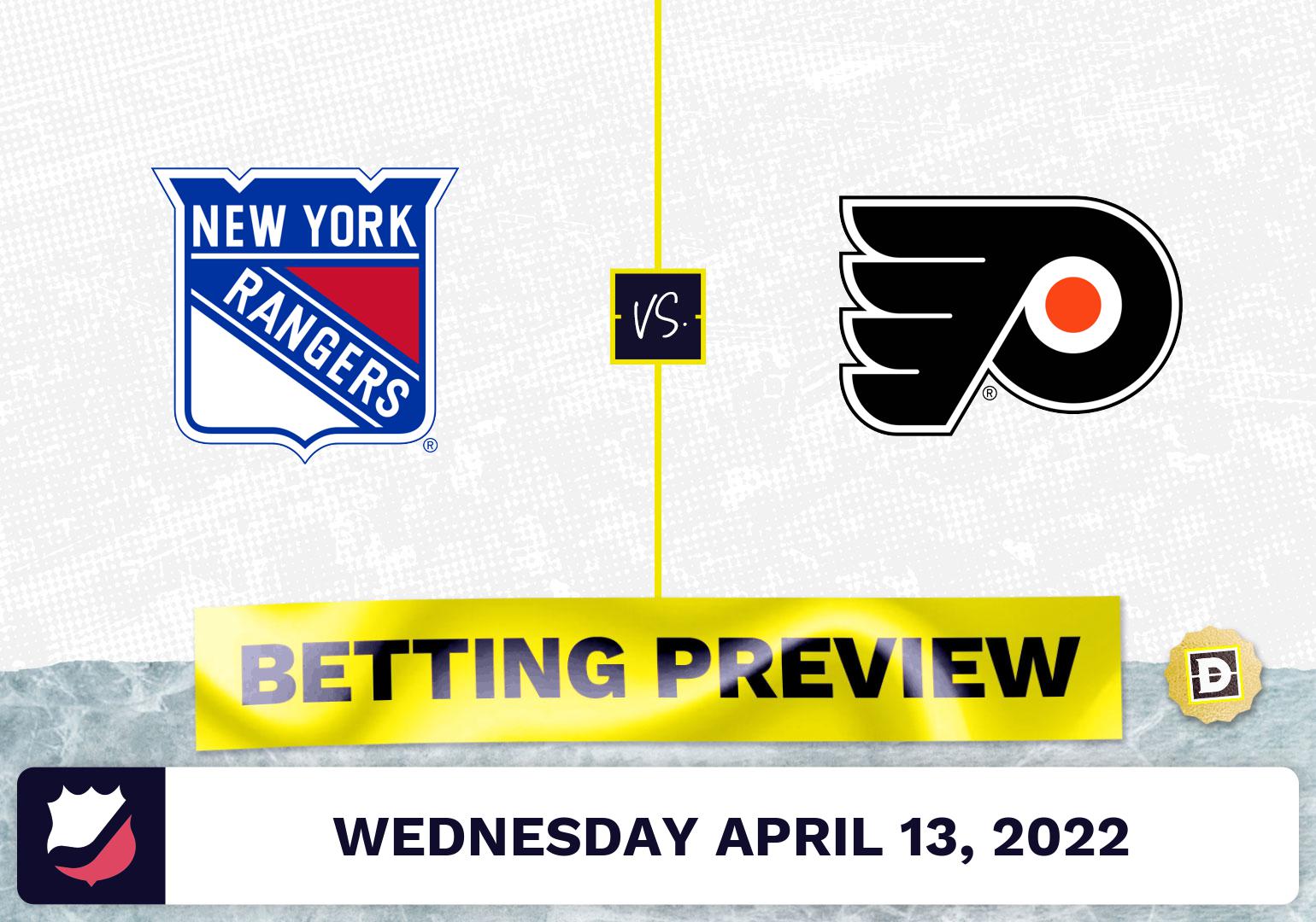 Rangers vs. Flyers Prediction and Odds - Apr 13, 2022