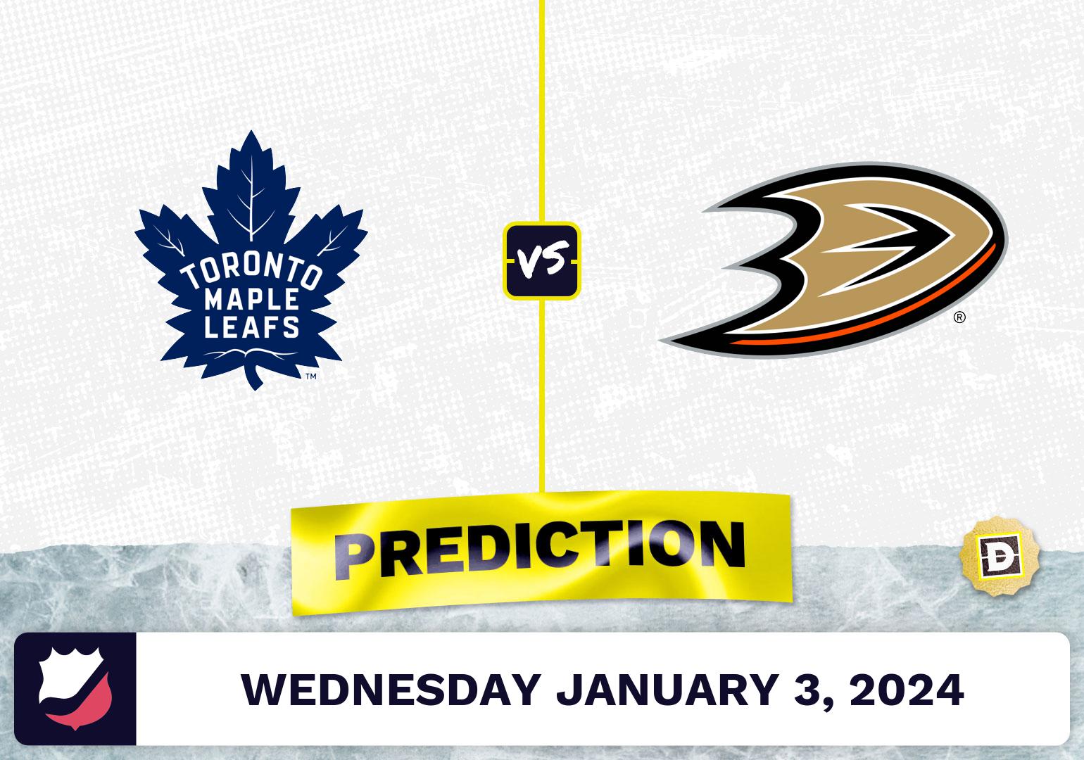 Toronto Maple Leafs vs. Anaheim Ducks Prediction, Odds, NHL Picks  [1/3/2024]