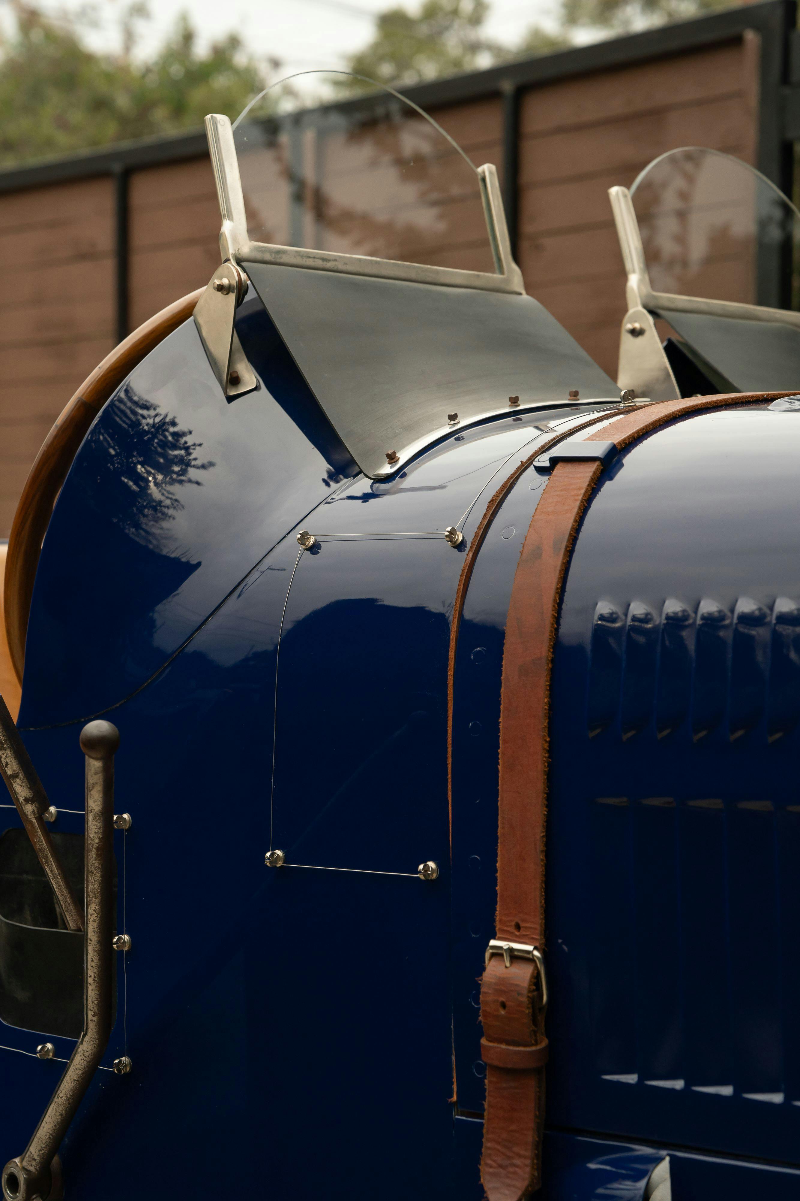 Pur Sang Bugatti Type 35 in Blue over Brown shot in Austin, TX.