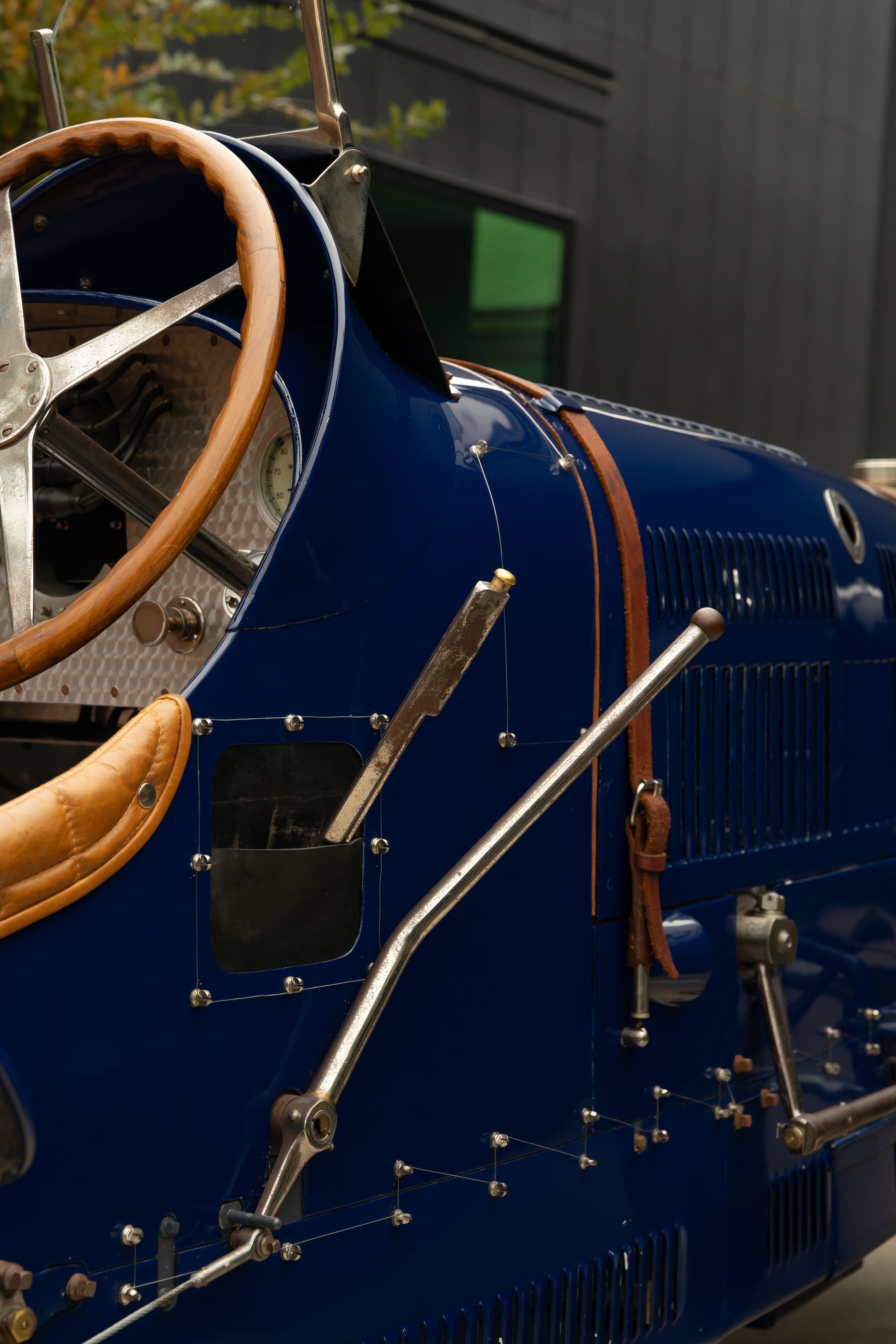 Pur Sang Bugatti Type 35 in Blue over Brown shot in Austin, TX.