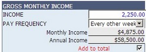 Gross monthly income