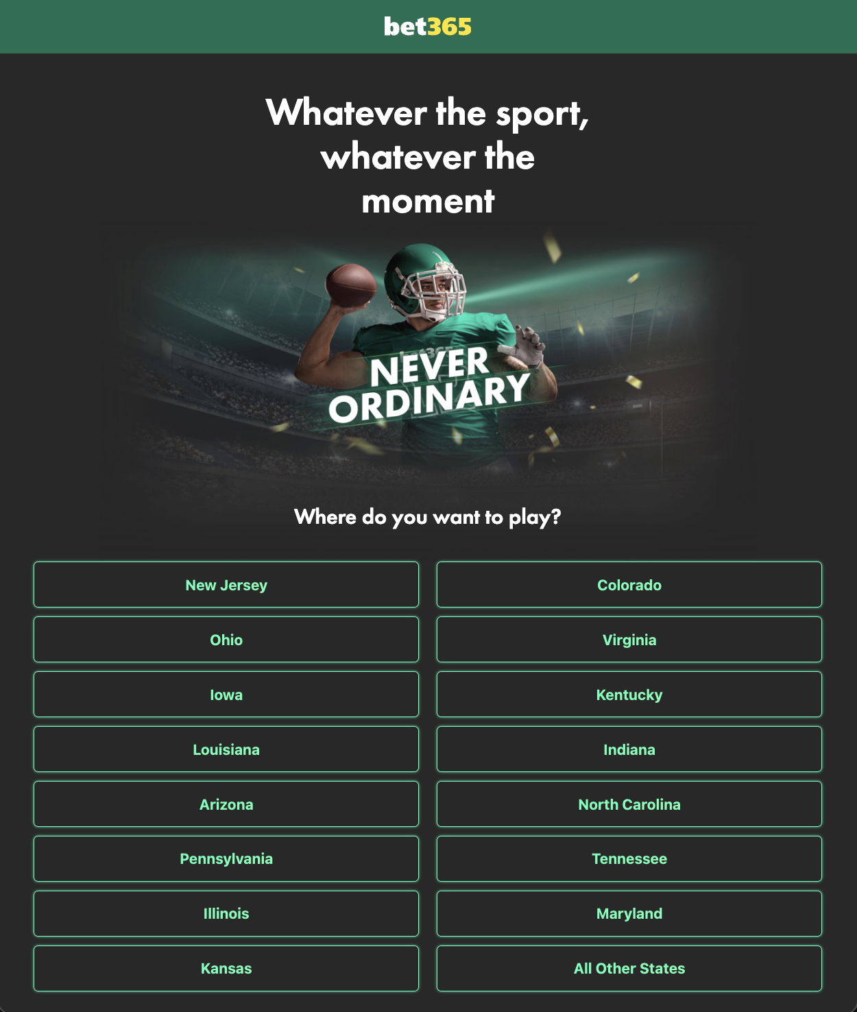 Bet365 Promo Links and Legal States.