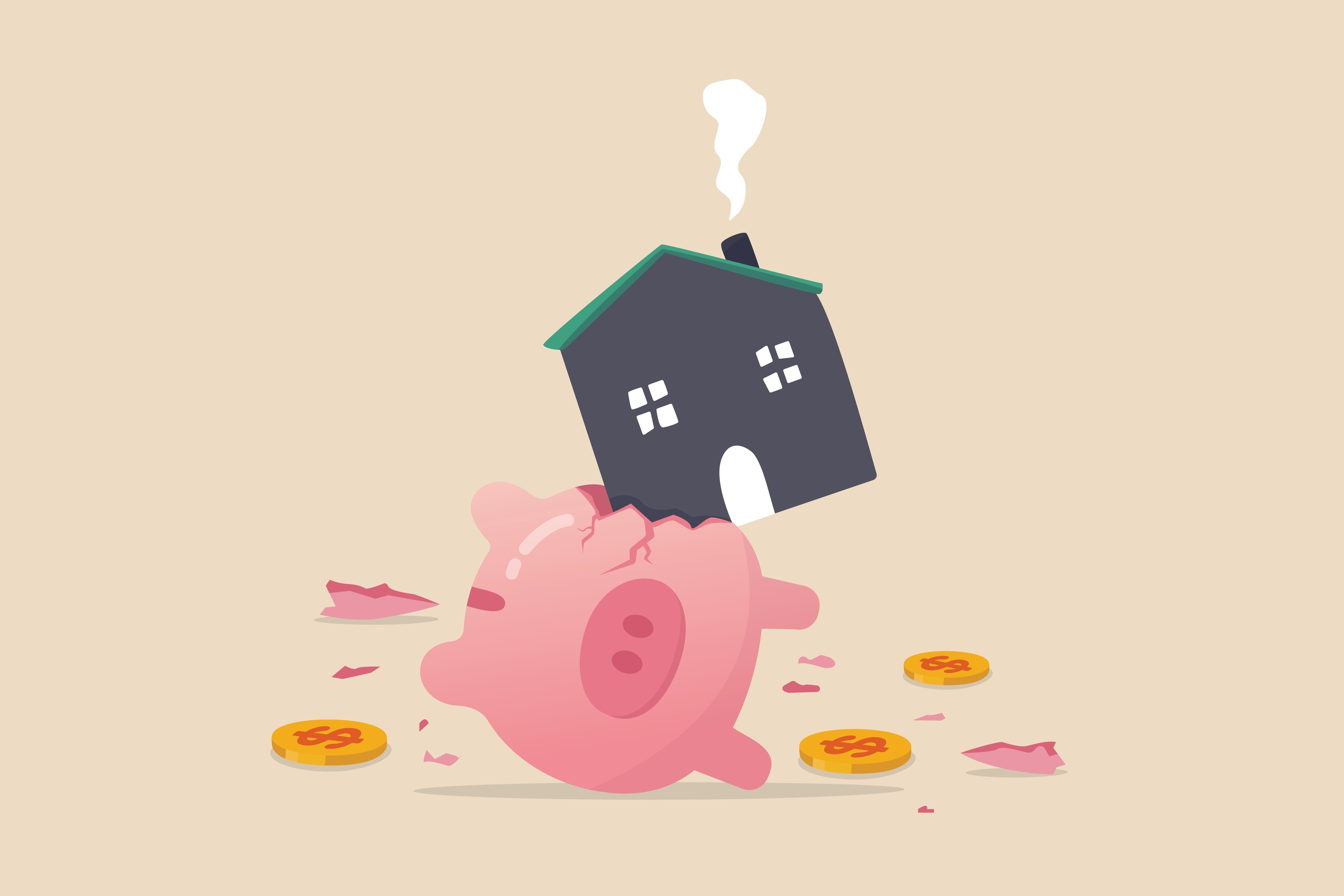 Image of a house breaking the bank