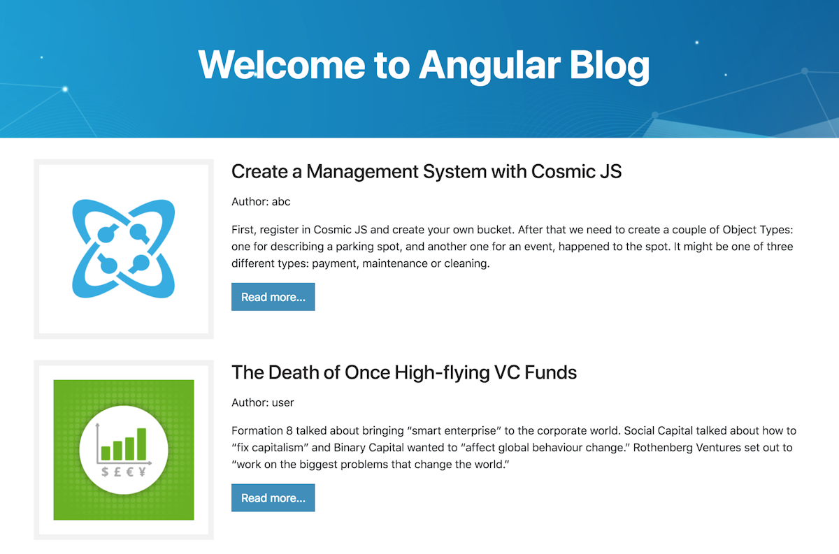 Angular Blog Templates Cosmic