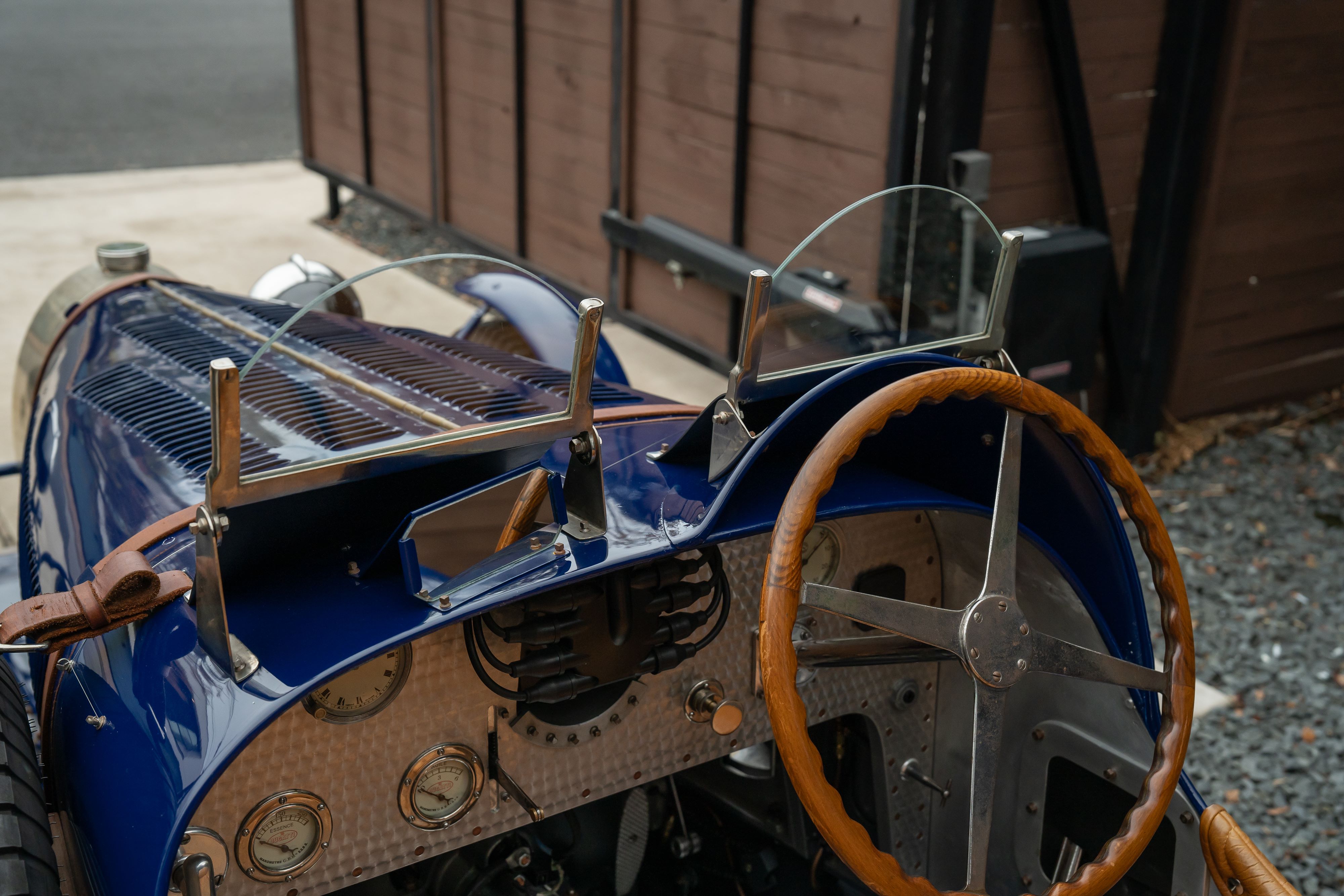 Pur Sang Bugatti Type 35 in Blue over Brown shot in Austin, TX.