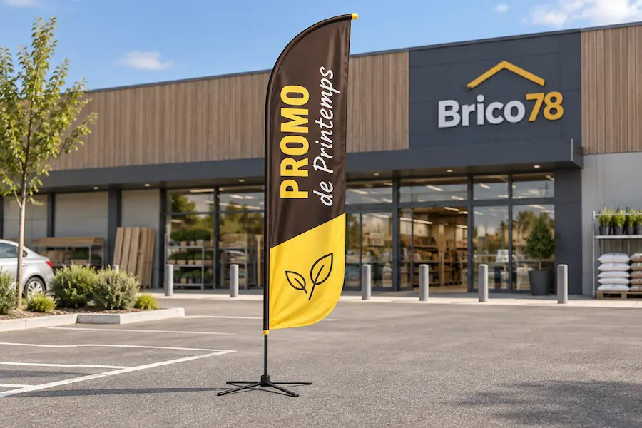 Drapeau publicitaire Aile personnalisé, voile polyester imprimée montée sur mât aluminium