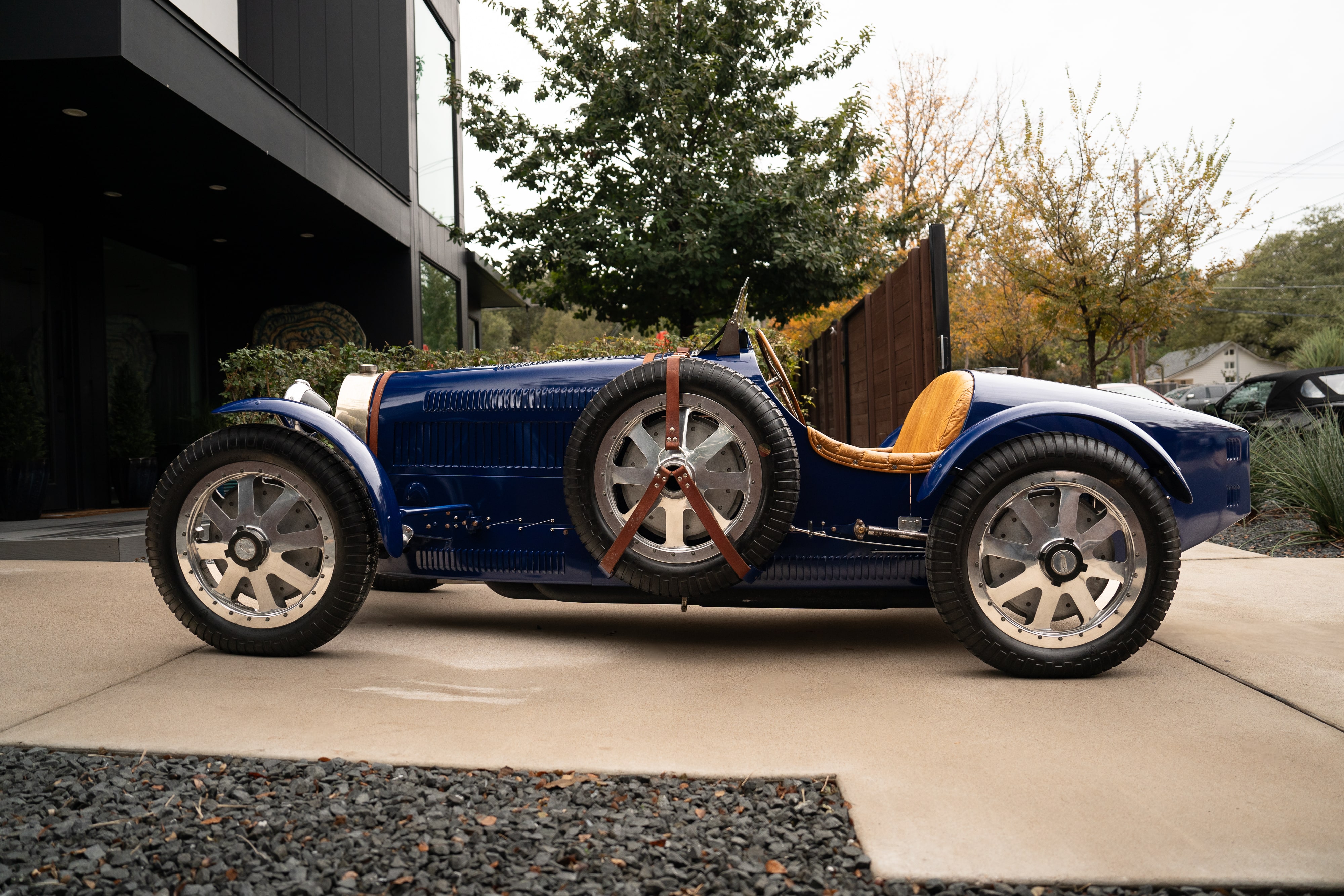 Pur Sang Bugatti Type 35 in Blue over Brown shot in Austin, TX.