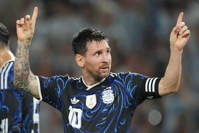 Lionel Messi's predicted stats vs. England, including anytime goal projection