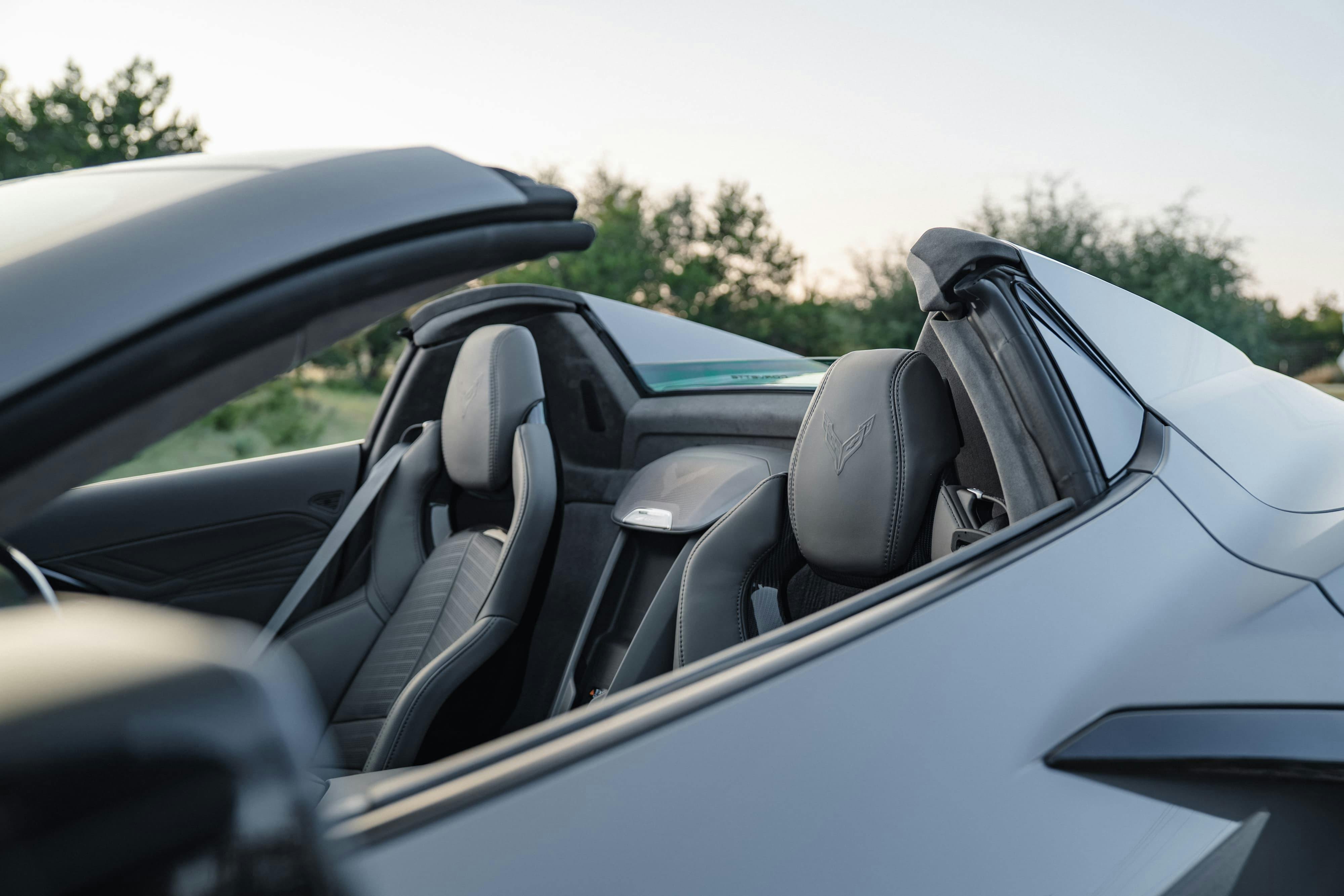 Interior of a 2025 Chevrolet Corvette Z06 in Sea Wolf Gray Tricoat in Dripping Springs, TX.