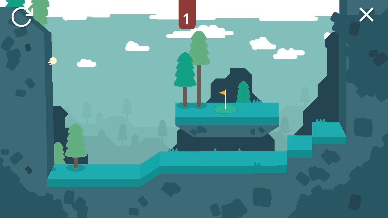 The player attempts to launch a planet to the right in WHAT THE GOLF? "The player attempting to launch a planet to the right in WHAT THE GOLF?"
