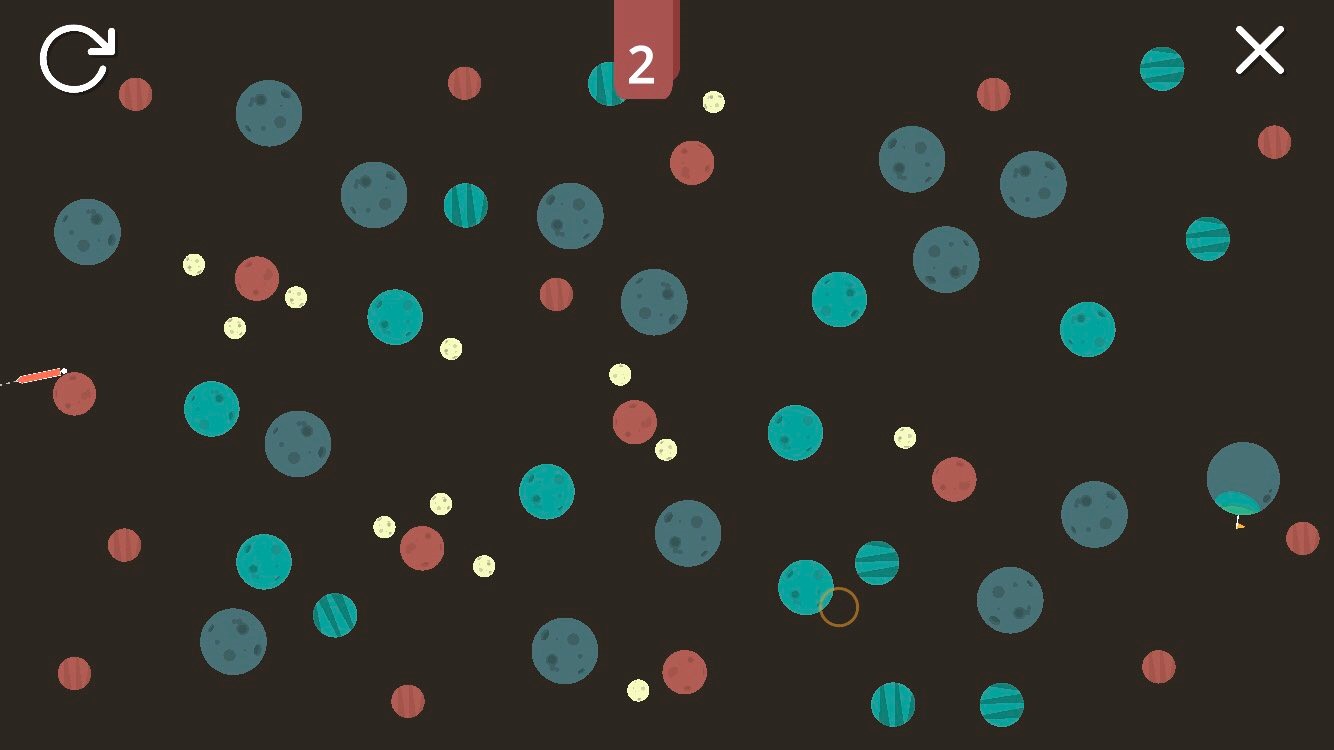 The player attempting to launch a planet to the left in WHAT THE GOLF? "The player attempting to launch a planet to the left in WHAT THE GOLF?"