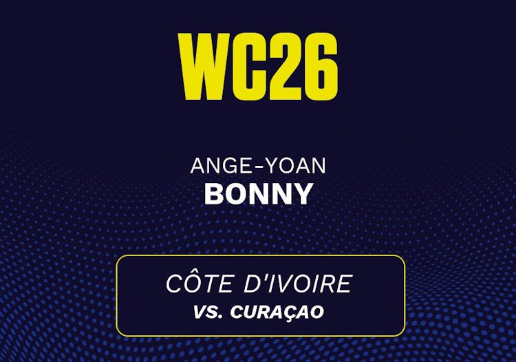 Ange-Yoan Bonny projected stats for Friday, June 26, 2026.