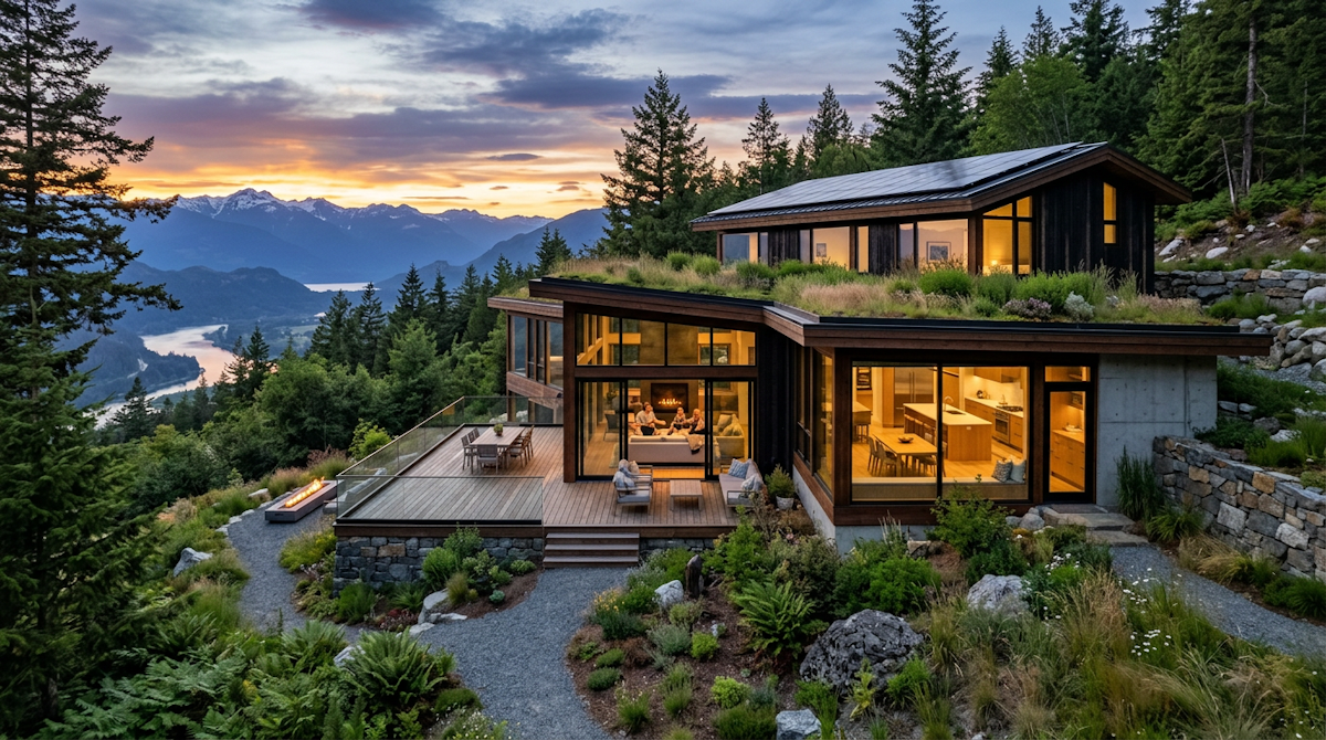 AI-generated architectural rendering of a modern sustainable hillside home created with Gemini 3.1 Flash Image