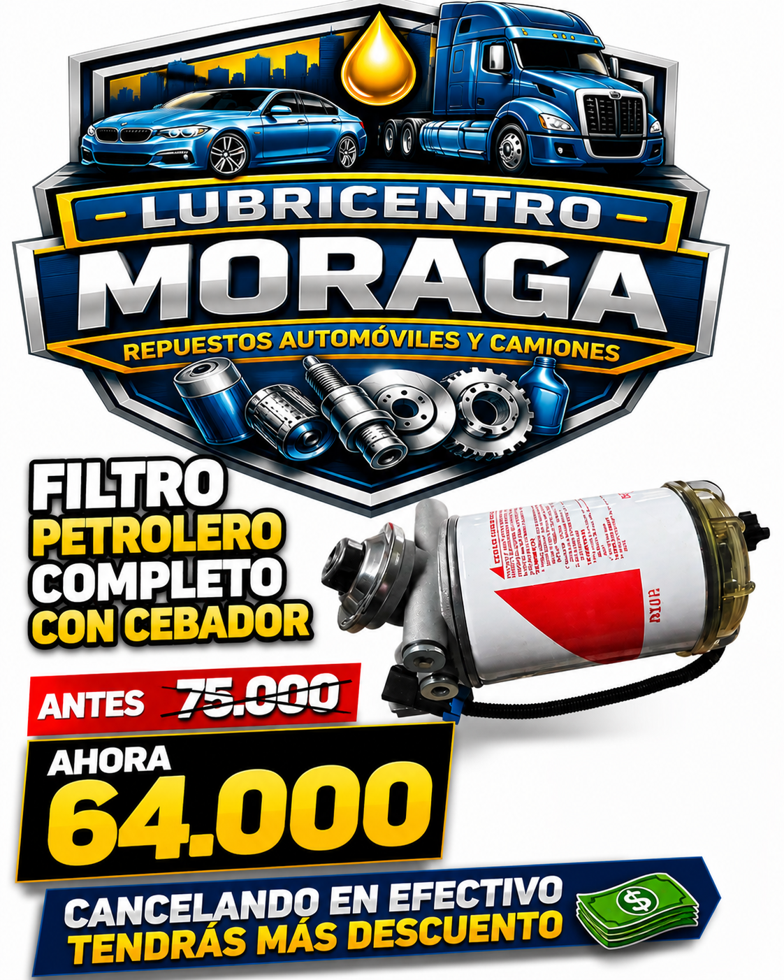 FILTRO PETROLERO COMPLETO CON CEBADOR