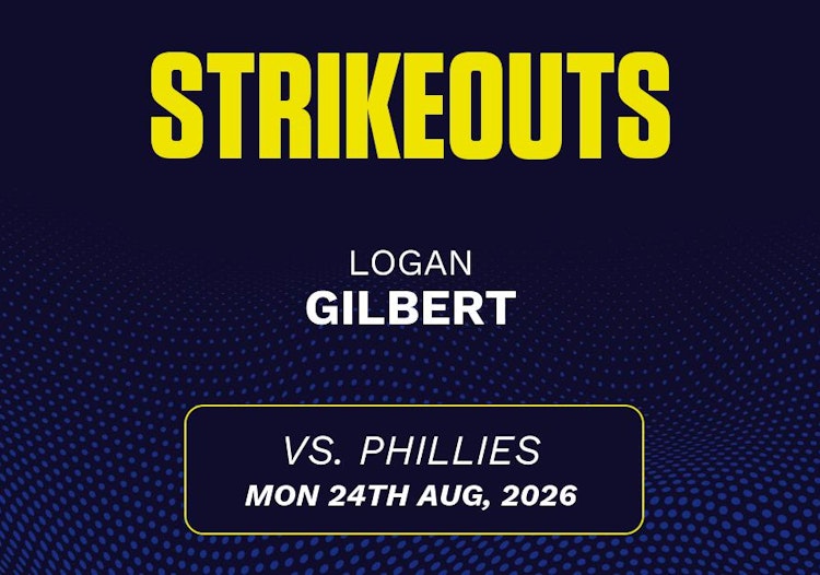 Logan Gilbert projected stats for Monday, August 24, 2026.