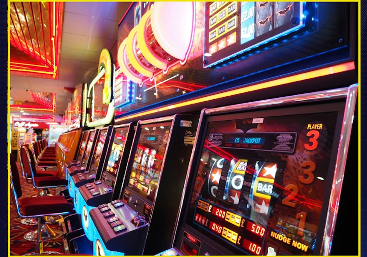 Neon Slot Machines in a Modern Casino.