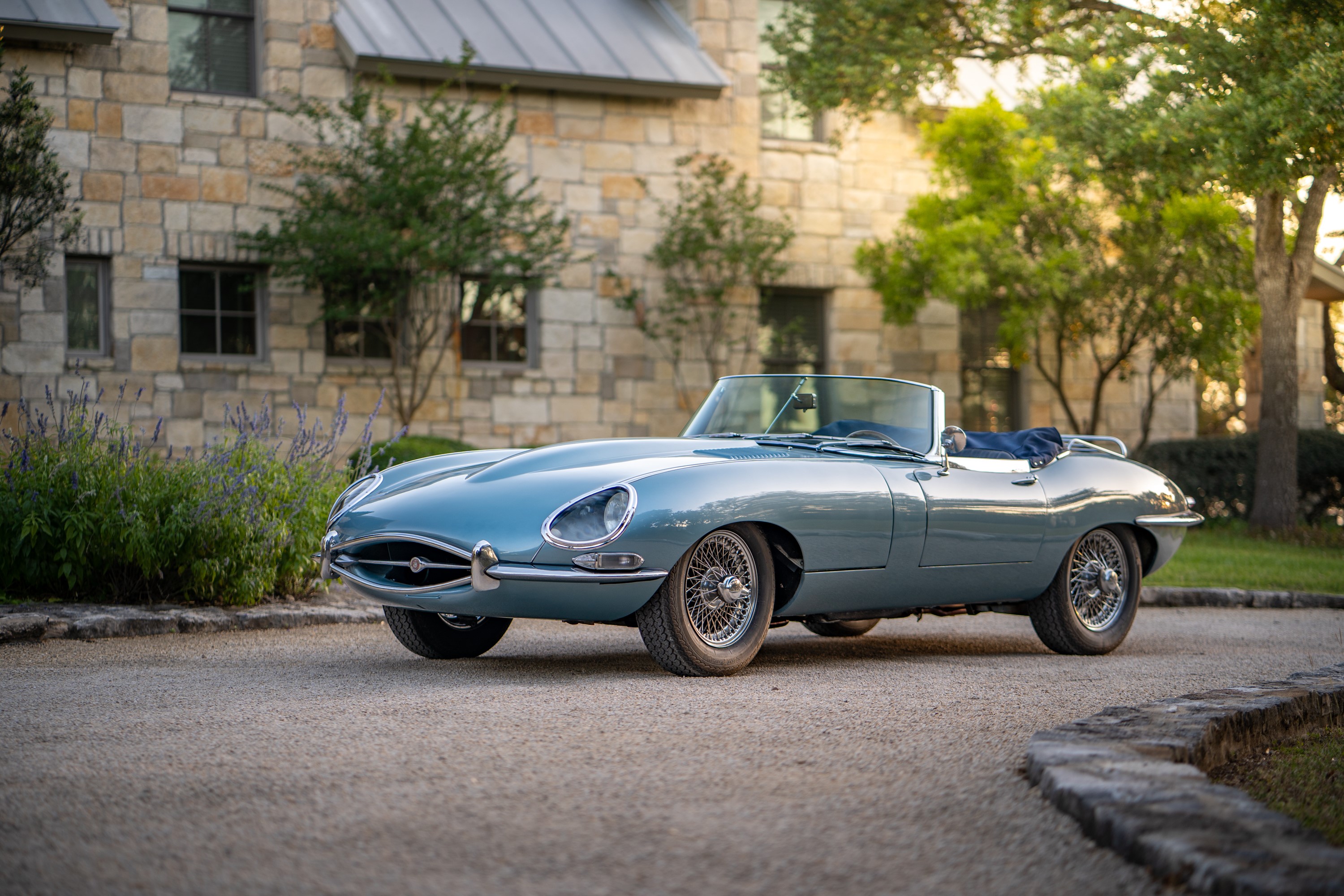 1966 Jaguar XKE in Opalescent Silver Blue