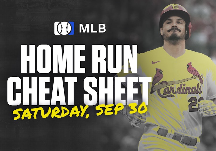 Home Run Cheat Sheet - HR Data, Stats, Matchups and More - Saturday, September 30