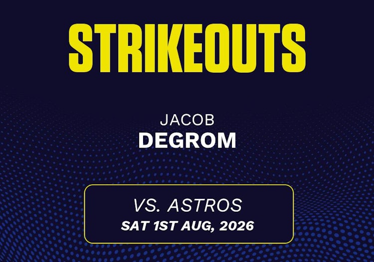 Jacob deGrom projected stats for Saturday, August 1, 2026.