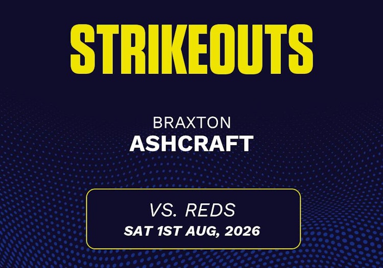 Braxton Ashcraft projected stats for Saturday, August 1, 2026.