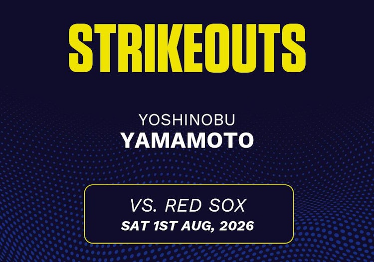 Yoshinobu Yamamoto projected stats for Saturday, August 1, 2026.