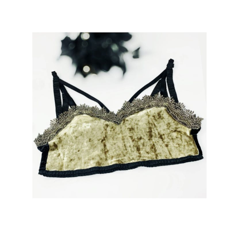 Gold and Black velvet bralette